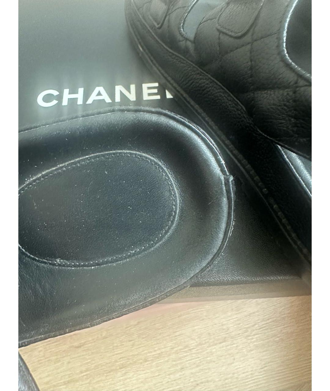 CHANEL Черные кожаные шлепанцы, фото 6