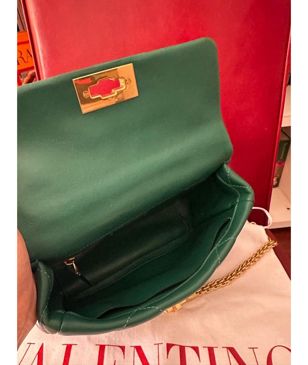 VALENTINO Зеленая кожаная сумка через плечо, фото 3