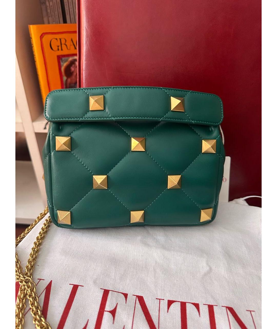 VALENTINO Зеленая кожаная сумка через плечо, фото 4