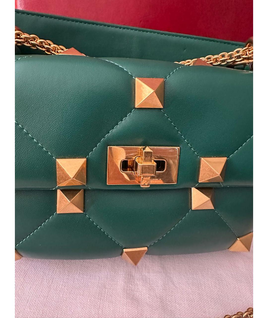 VALENTINO Зеленая кожаная сумка через плечо, фото 5