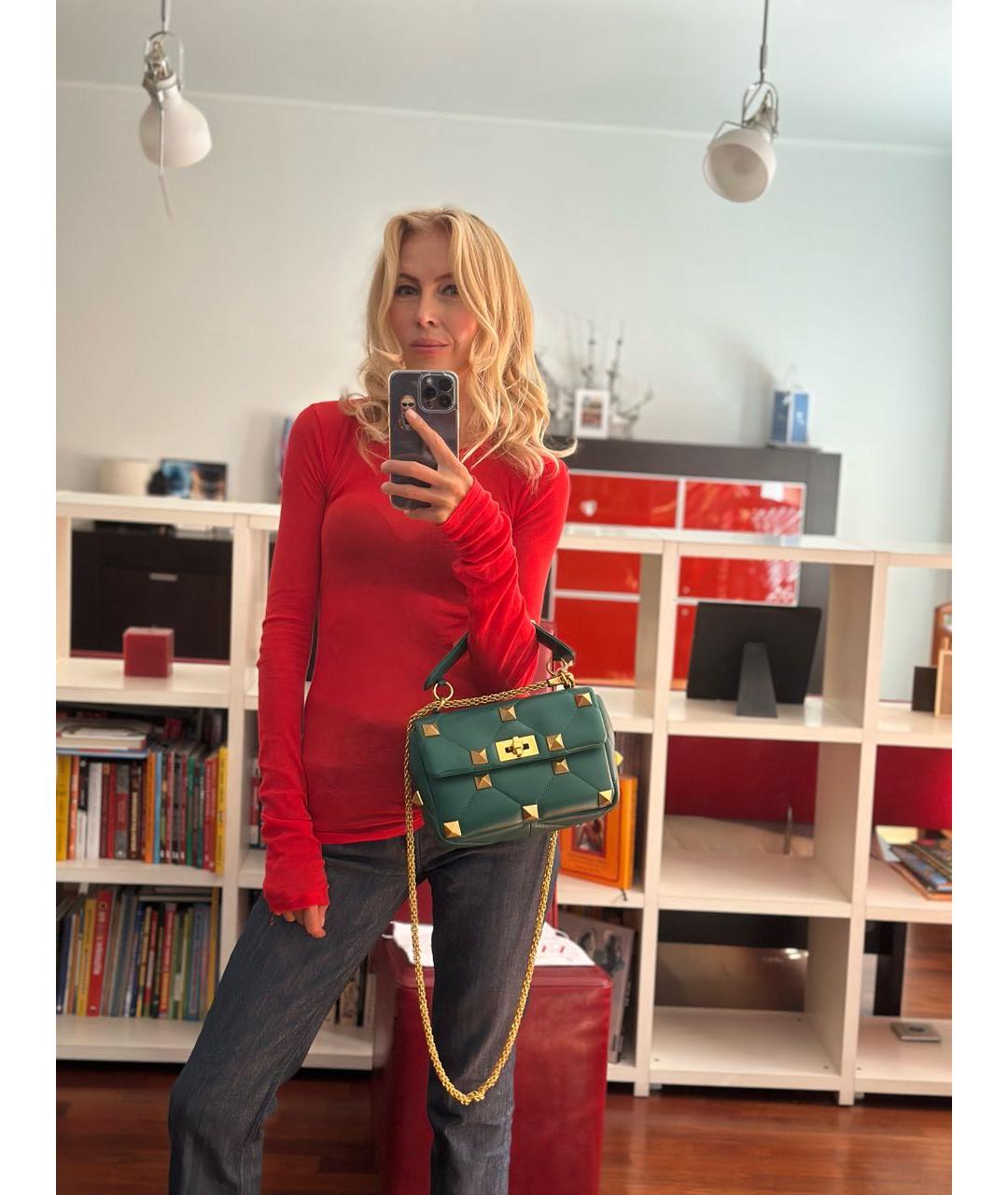 VALENTINO Зеленая кожаная сумка через плечо, фото 8