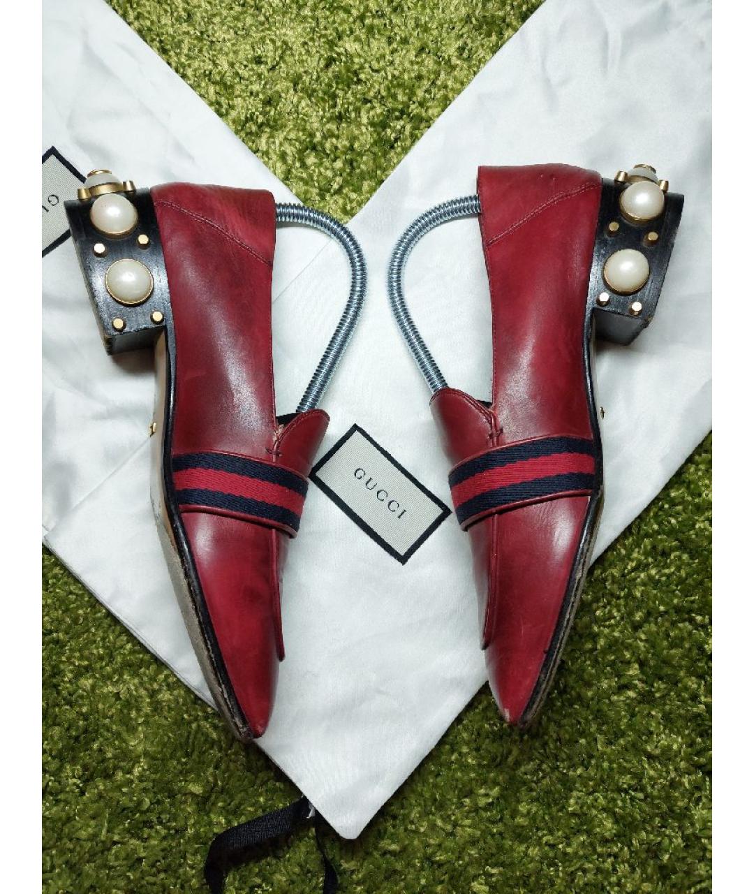 GUCCI Красные кожаные лоферы, фото 5