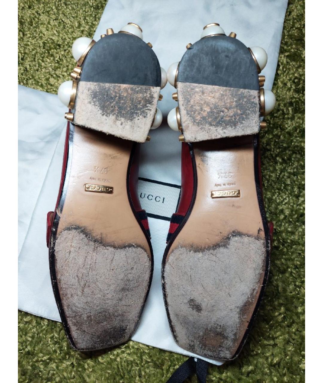 GUCCI Красные кожаные лоферы, фото 8