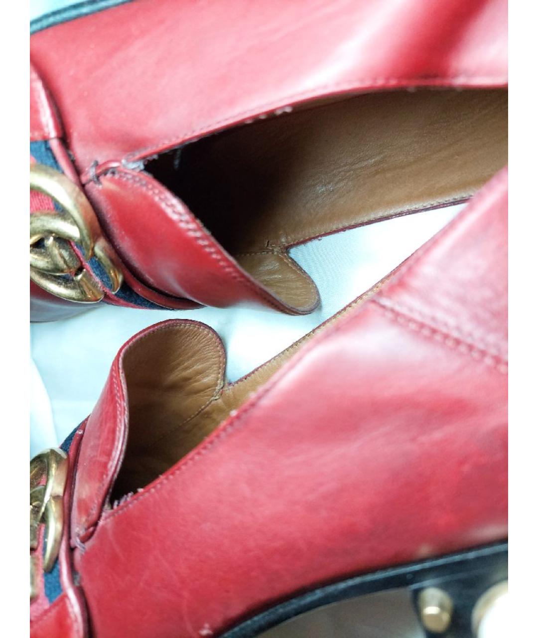 GUCCI Красные кожаные лоферы, фото 7