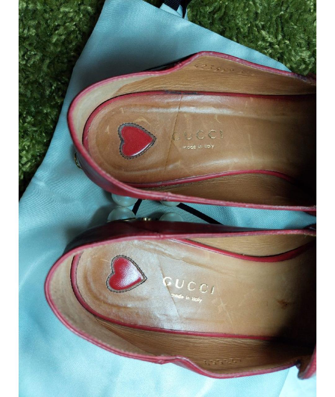 GUCCI Красные кожаные лоферы, фото 3