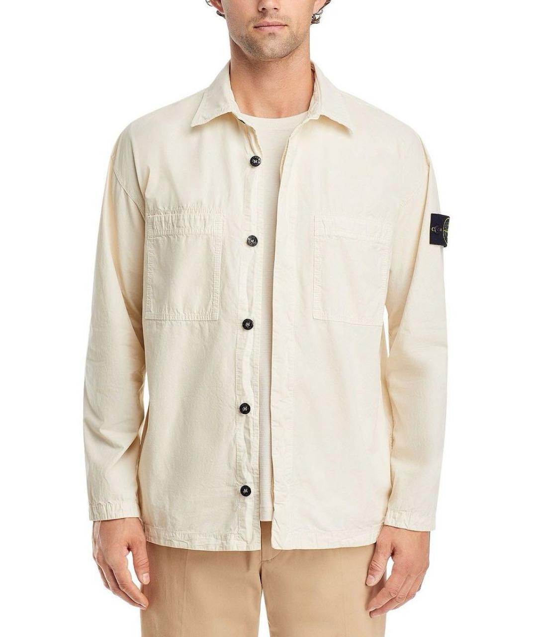 STONE ISLAND Бежевая хлопковая кэжуал рубашка, фото 9