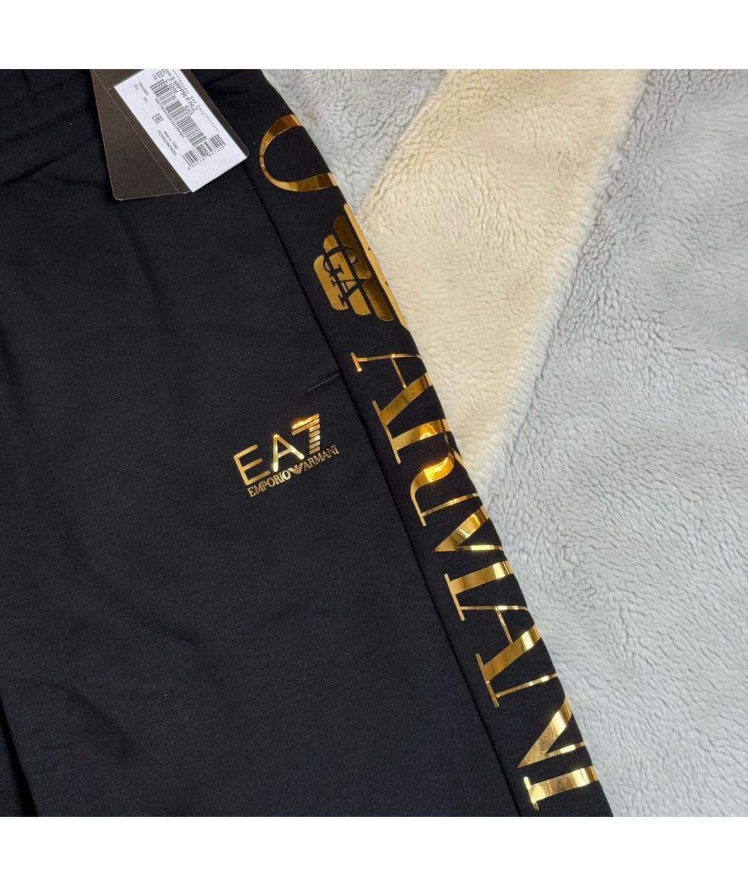EMPORIO ARMANI Черные хлопковые повседневные брюки, фото 4