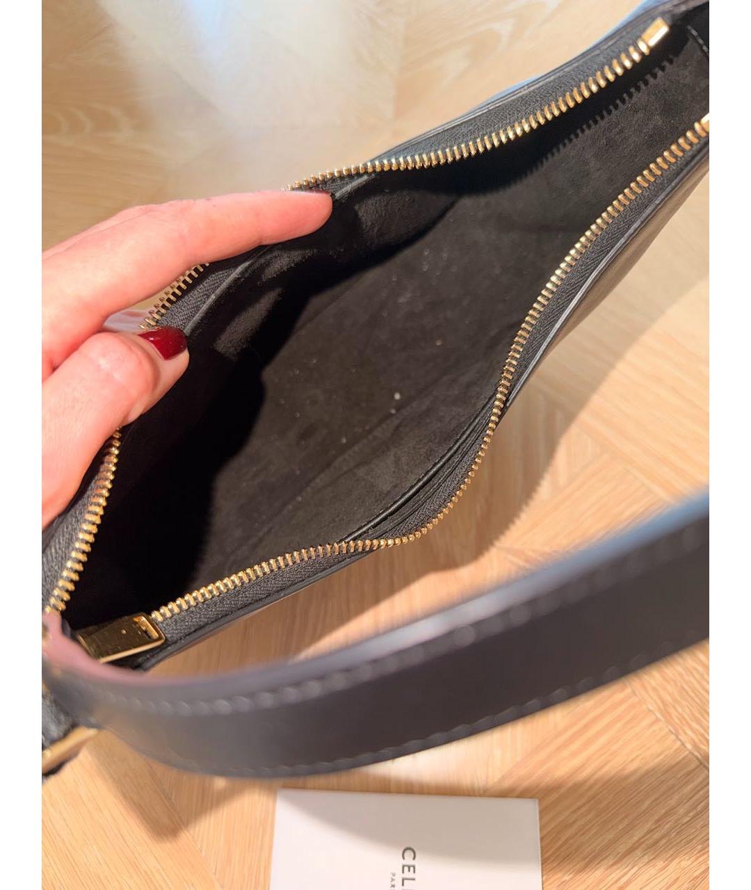 CELINE Черная кожаная сумка с короткими ручками, фото 5