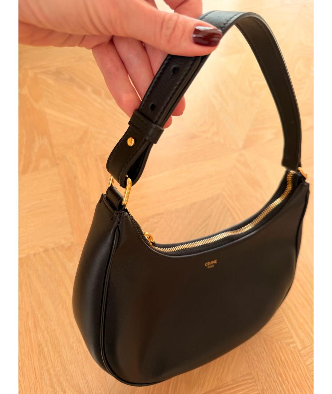 CELINE Черная кожаная сумка с короткими ручками, фото 2