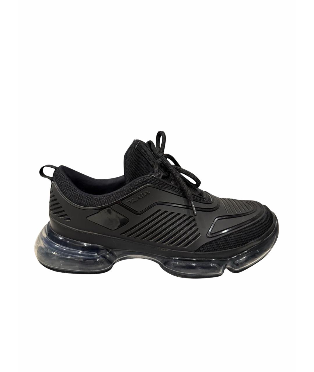 PRADA Черные резиновые низкие кроссовки / кеды, фото 1