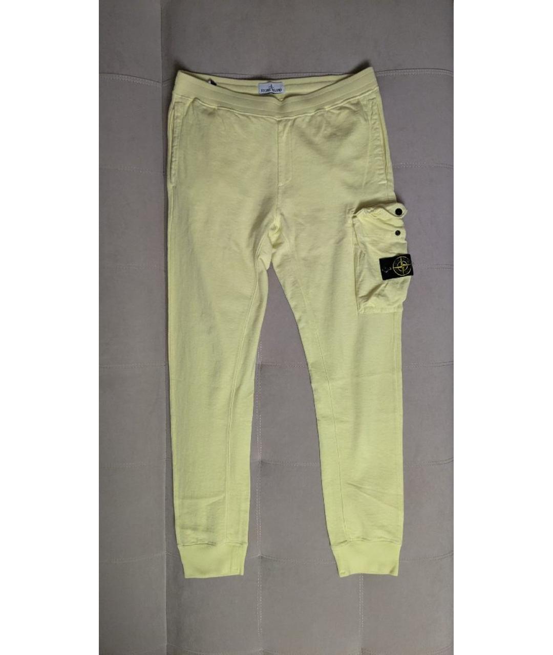 STONE ISLAND Желтые хлопковые повседневные брюки, фото 9