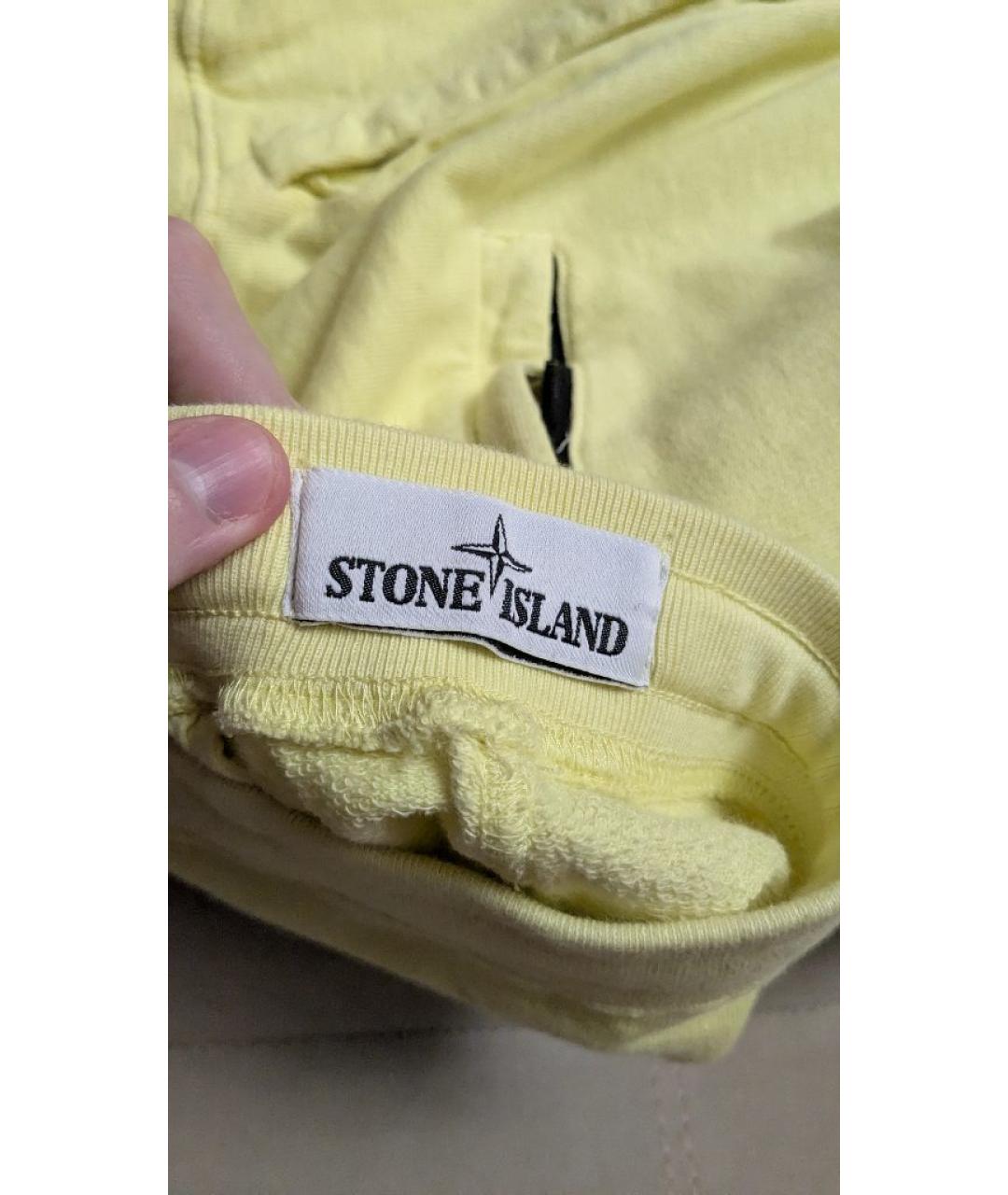 STONE ISLAND Желтые хлопковые повседневные брюки, фото 6