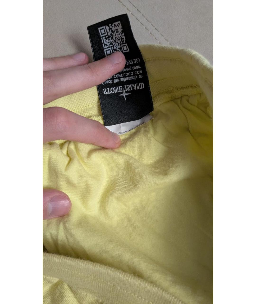 STONE ISLAND Желтые хлопковые повседневные брюки, фото 8