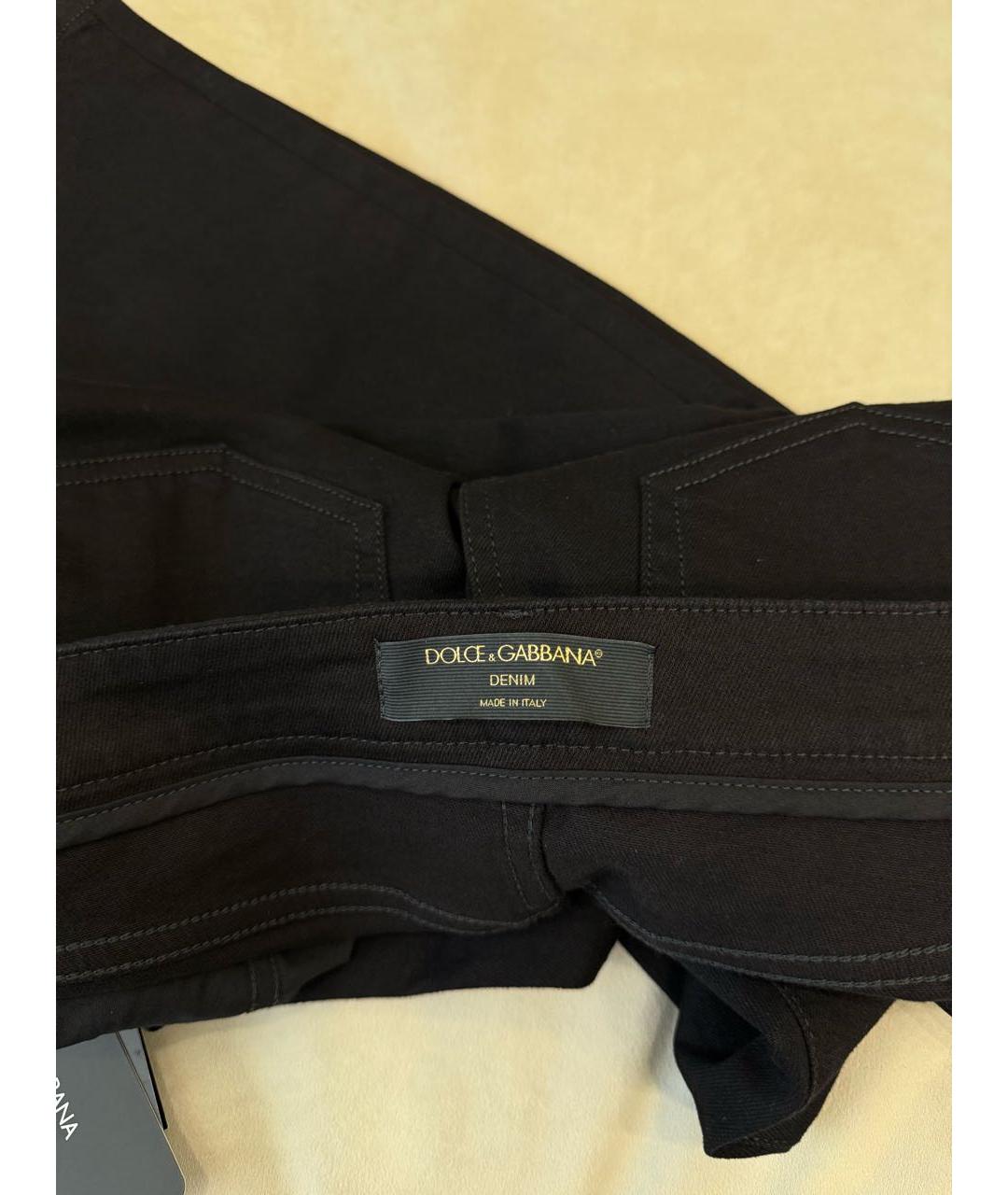 DOLCE&GABBANA Черные хлопковые прямые джинсы, фото 3