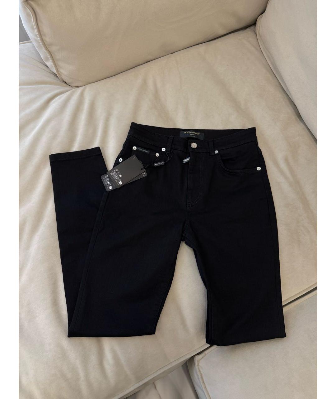 DOLCE&GABBANA Черные хлопковые прямые джинсы, фото 5