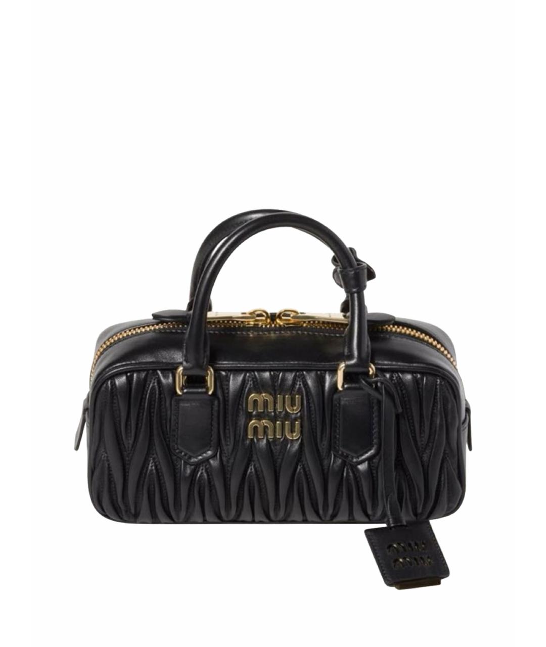 MIU MIU Черная кожаная сумка с короткими ручками, фото 1