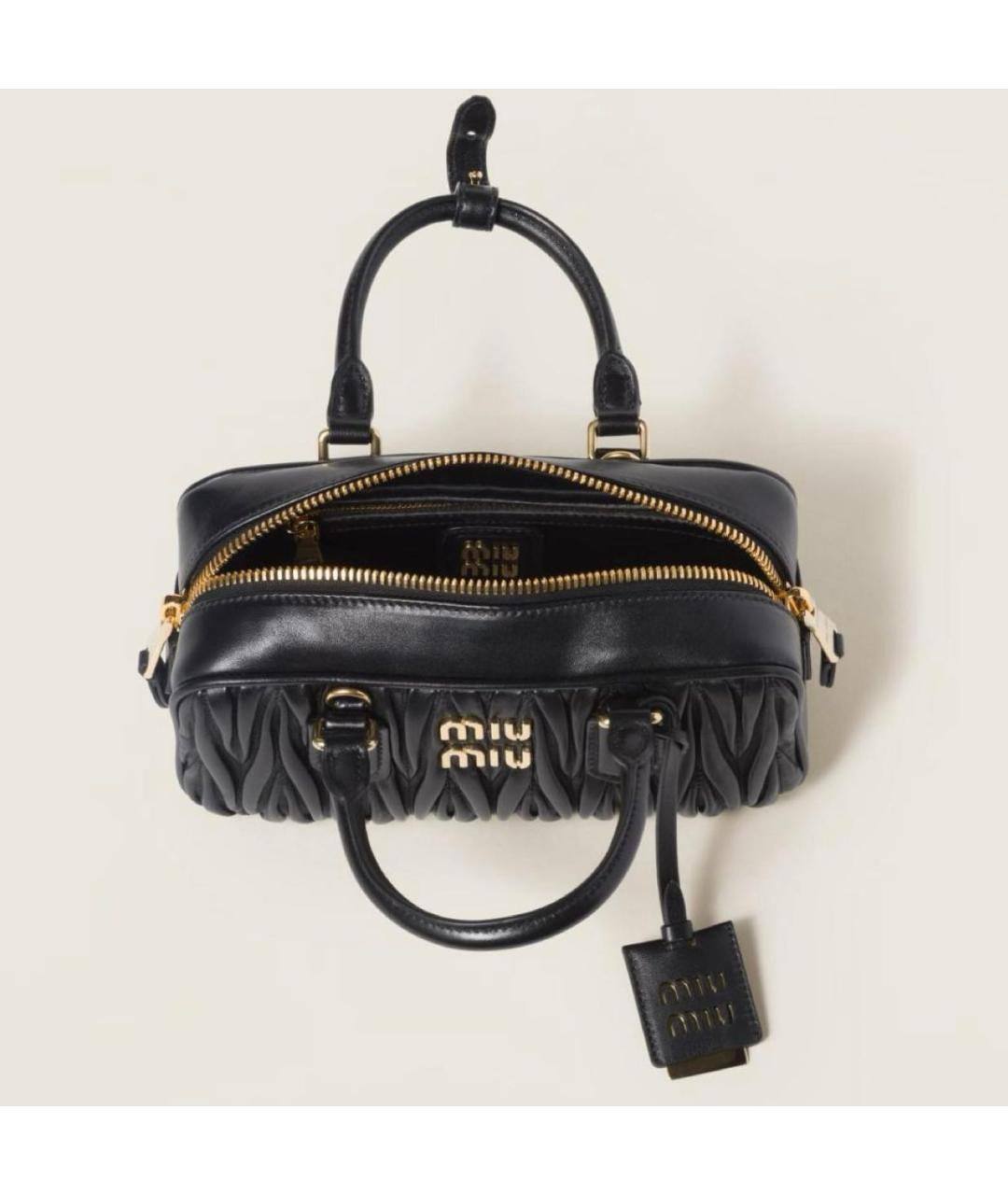 MIU MIU Черная кожаная сумка с короткими ручками, фото 4