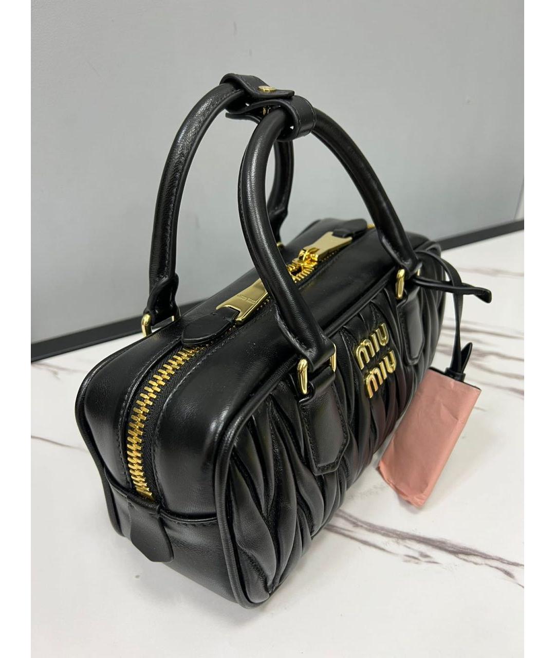 MIU MIU Черная кожаная сумка с короткими ручками, фото 6