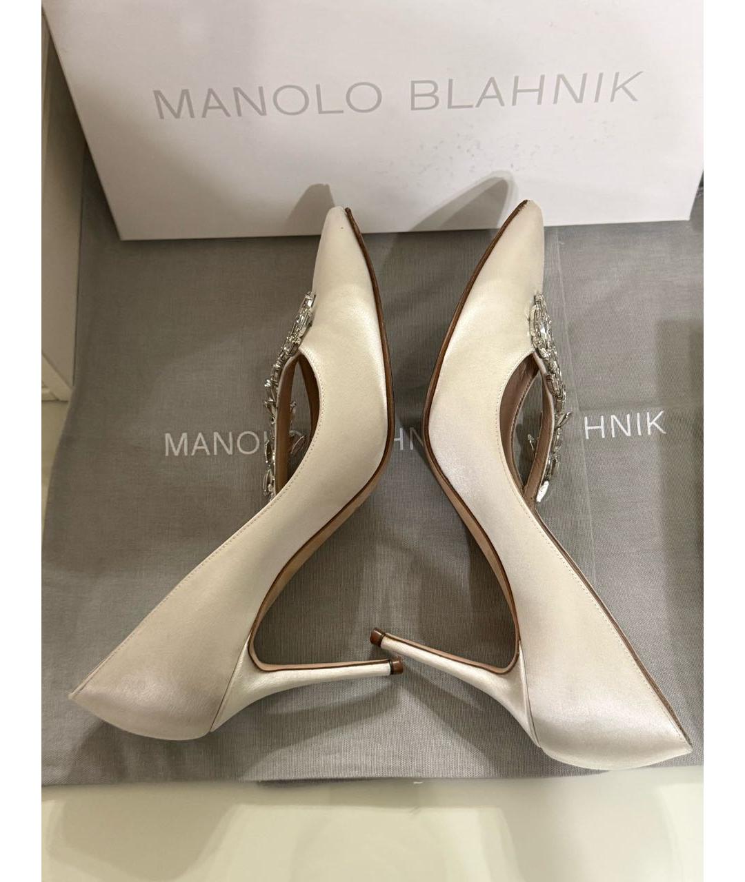 MANOLO BLAHNIK Белые свадебные туфли на высоком каблуке, фото 3