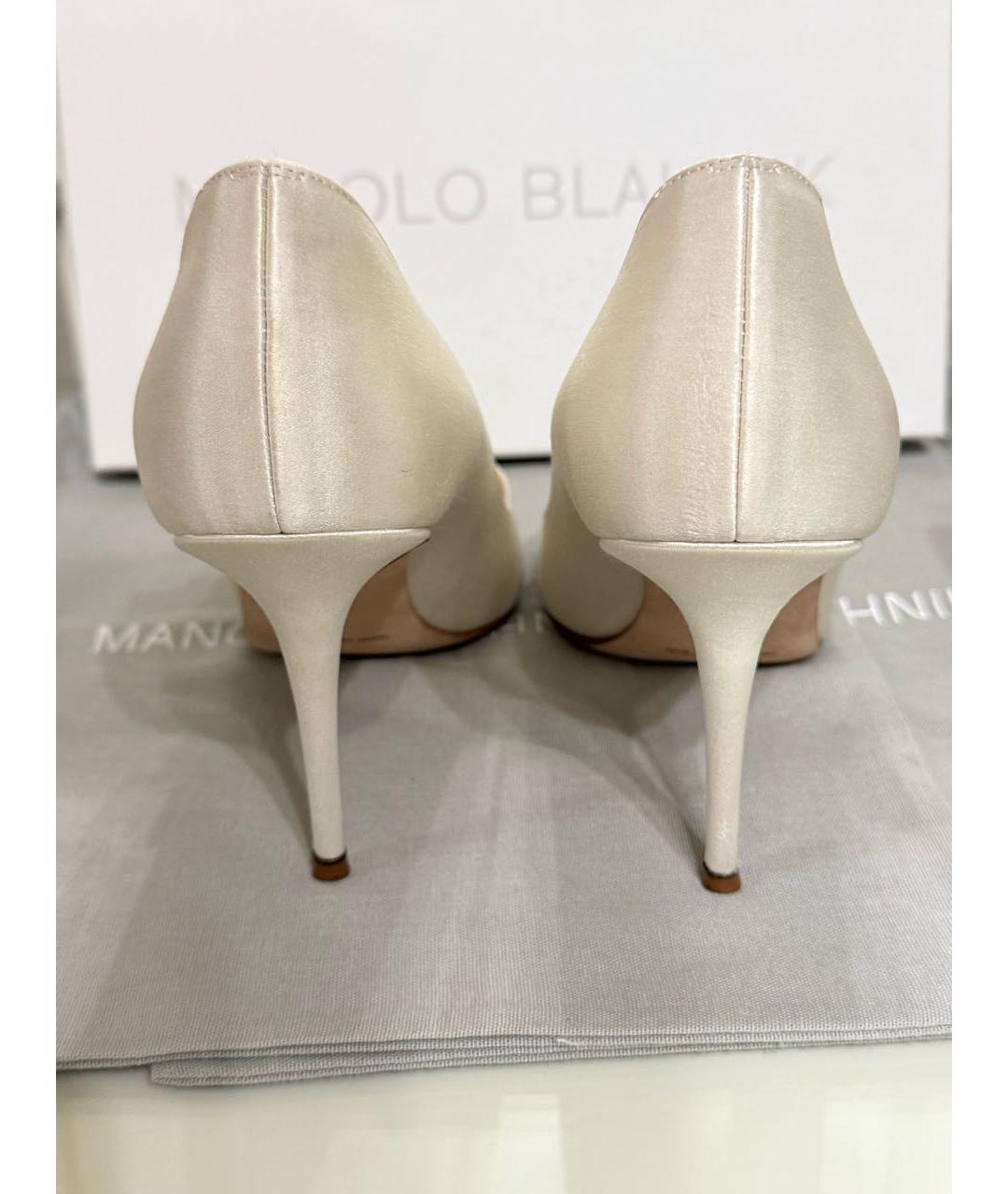 MANOLO BLAHNIK Белые свадебные туфли на высоком каблуке, фото 2