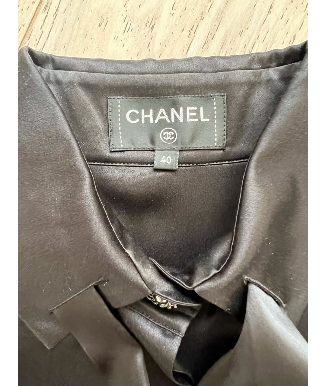 CHANEL Черная шелковая блузы, фото 3