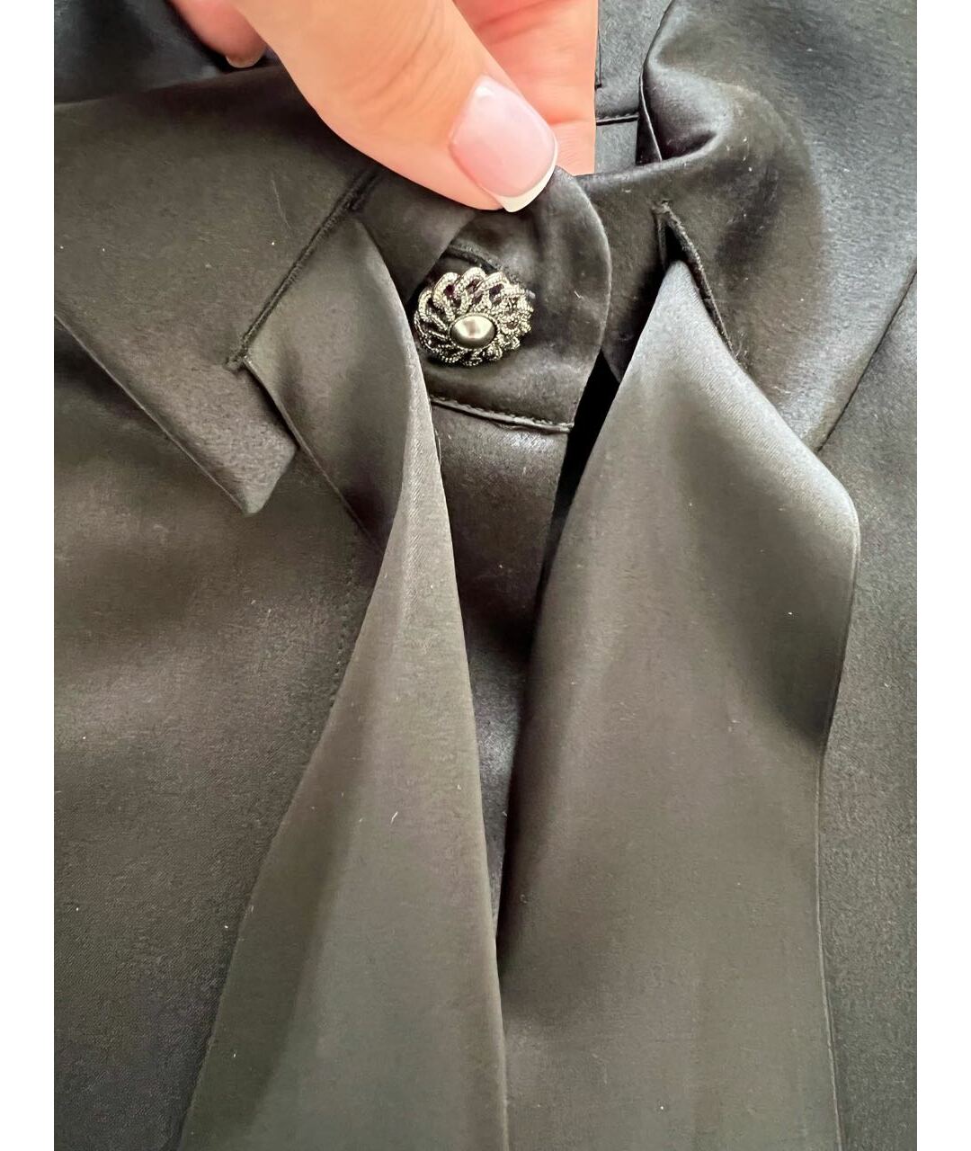 CHANEL Черная шелковая блузы, фото 2