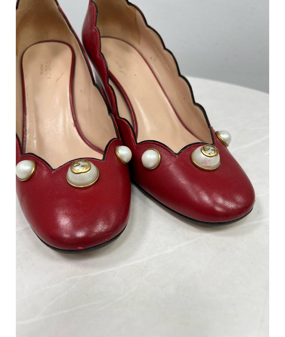 GUCCI Красные кожаные туфли, фото 4