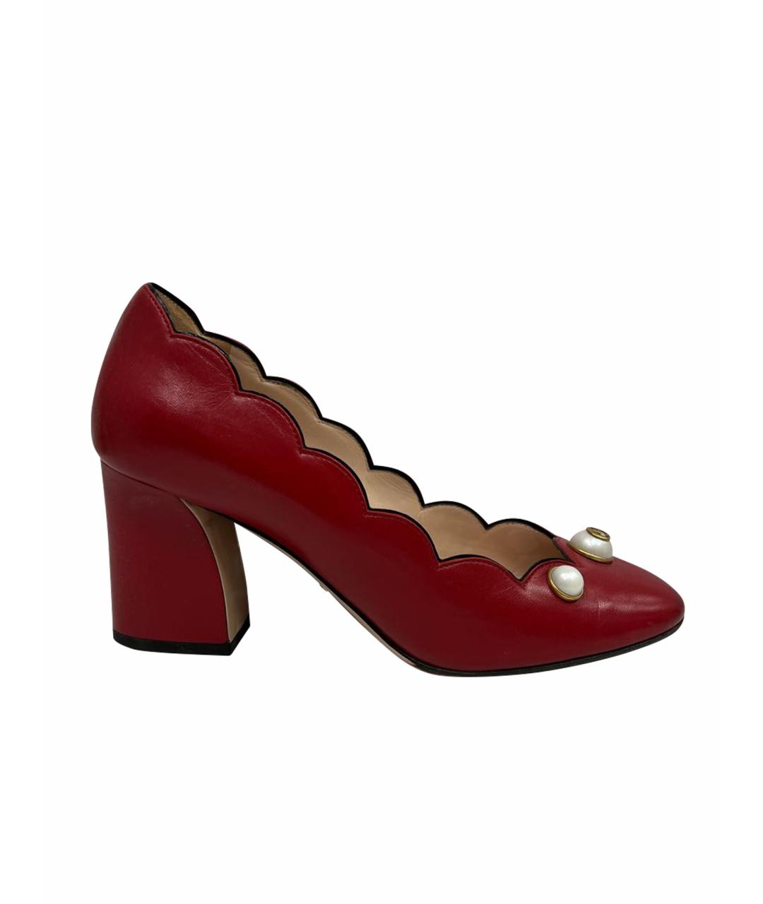 GUCCI Красные кожаные туфли, фото 1