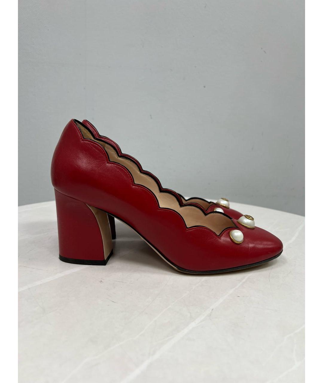 GUCCI Красные кожаные туфли, фото 7