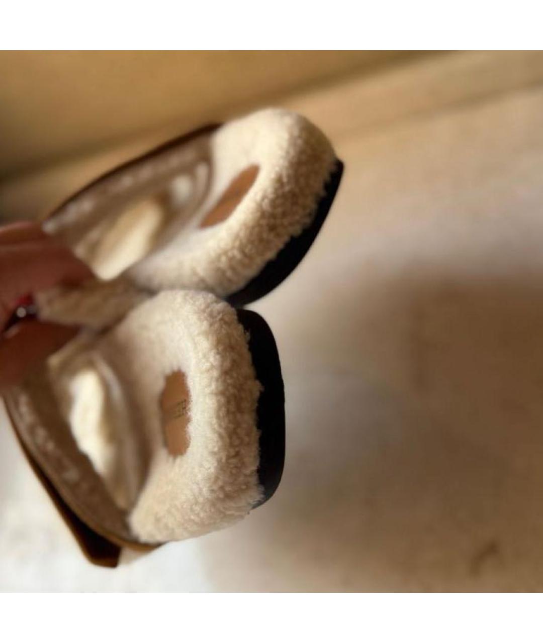 HERMES Коричневые нубуковые шлепанцы, фото 5