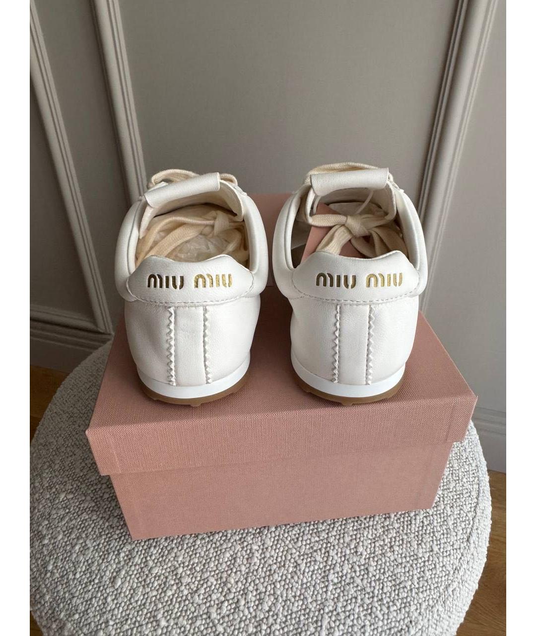 MIU MIU Белые кожаные кеды, фото 4