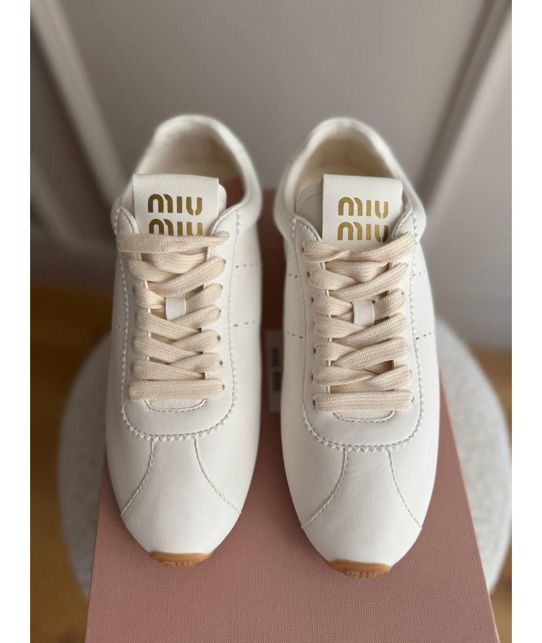 MIU MIU Белые кожаные кеды, фото 5