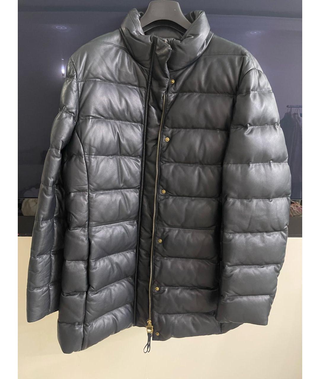 RALPH LAUREN PURPLE LABEL Черный кожаный пуховик, фото 5
