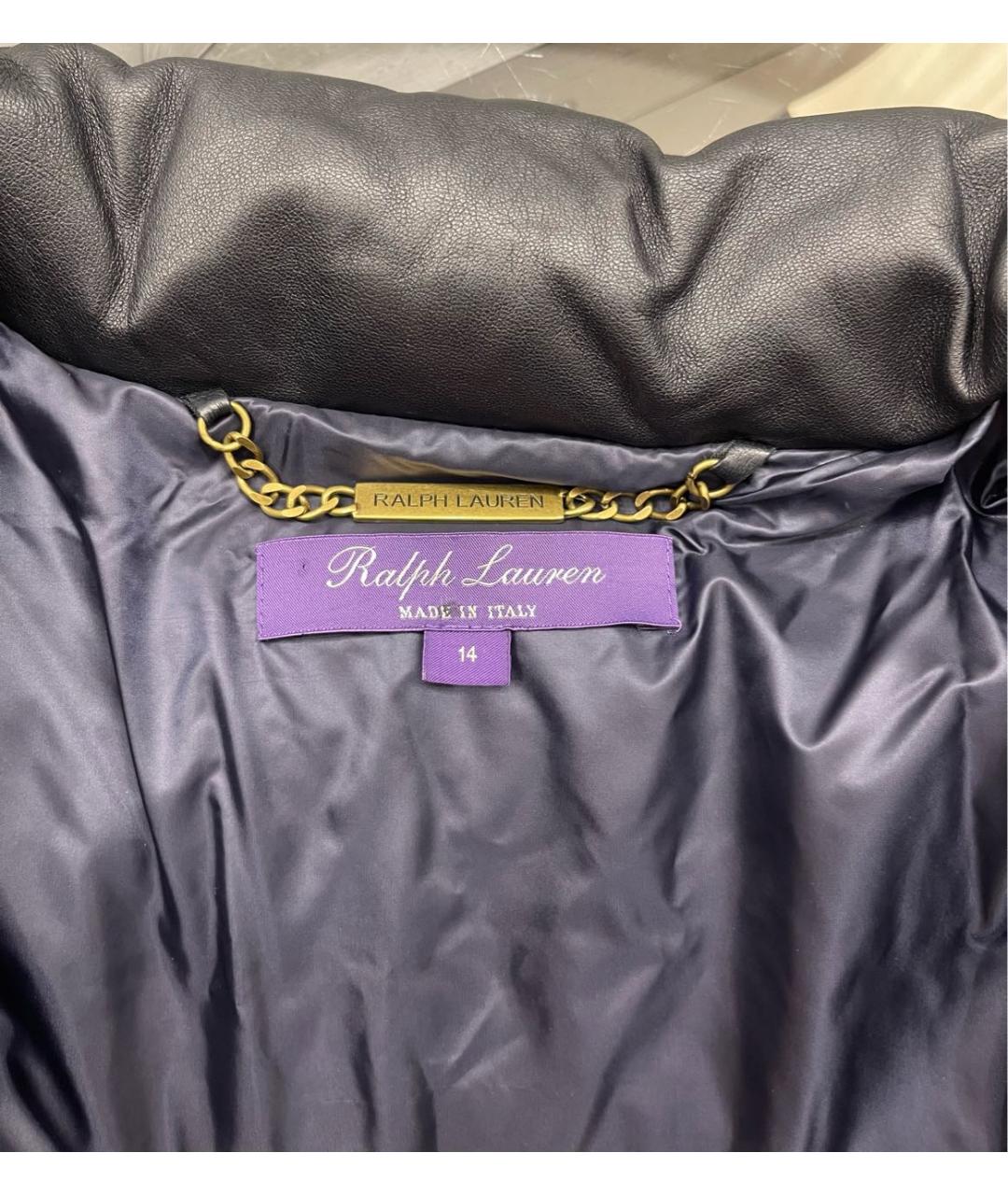 RALPH LAUREN PURPLE LABEL Черный кожаный пуховик, фото 2