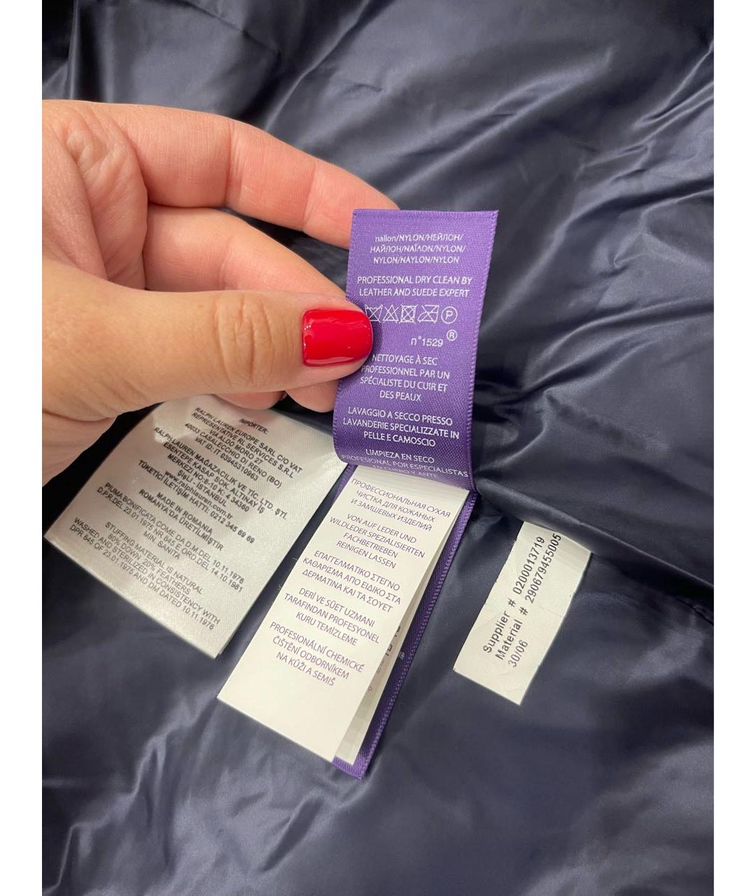 RALPH LAUREN PURPLE LABEL Черный кожаный пуховик, фото 4