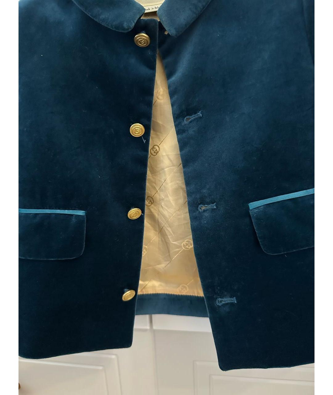 GUCCI KIDS Бирюзовый бархатный жакет / жилет, фото 2