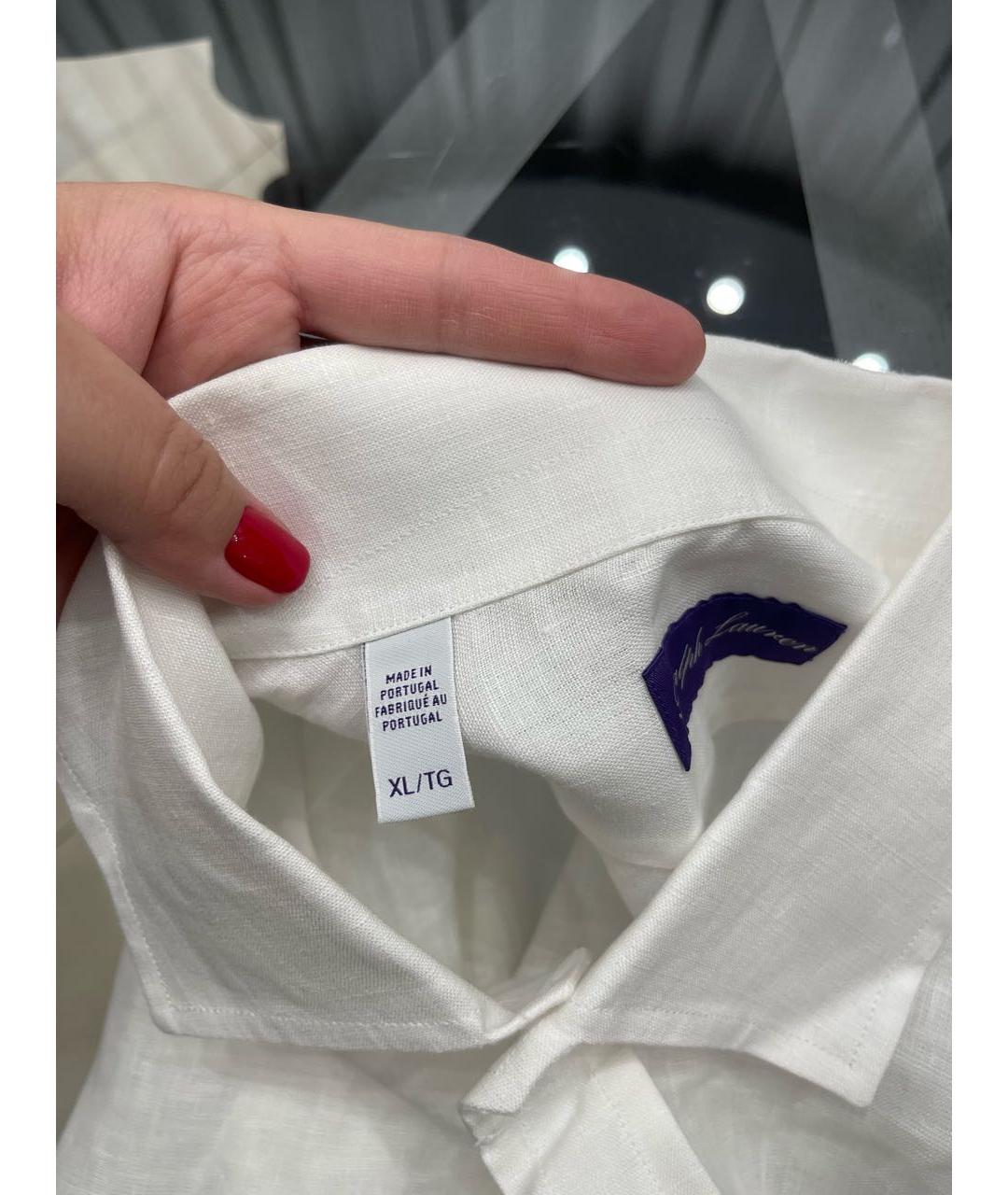 RALPH LAUREN PURPLE LABEL Белая льняная рубашка, фото 4