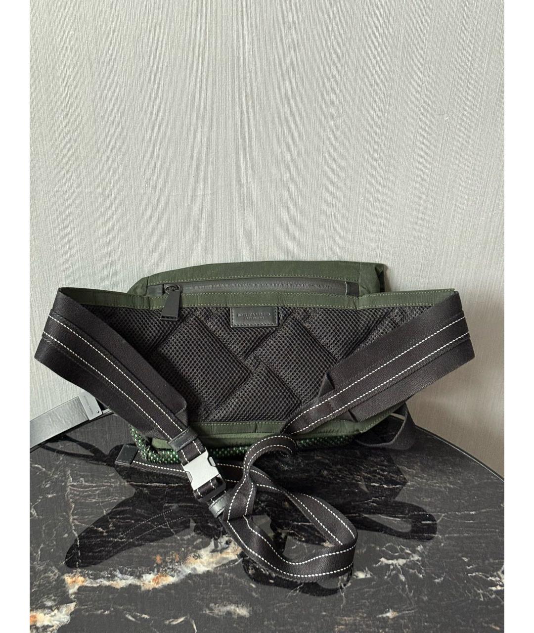 BOTTEGA VENETA Хаки тканевая поясная сумка, фото 3