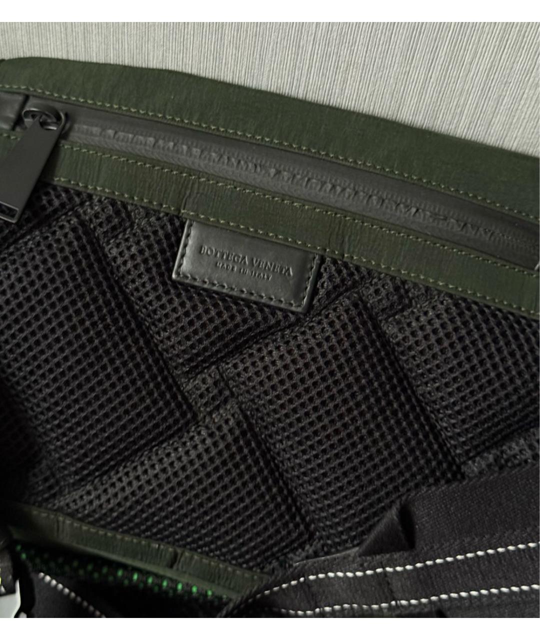 BOTTEGA VENETA Хаки тканевая поясная сумка, фото 6