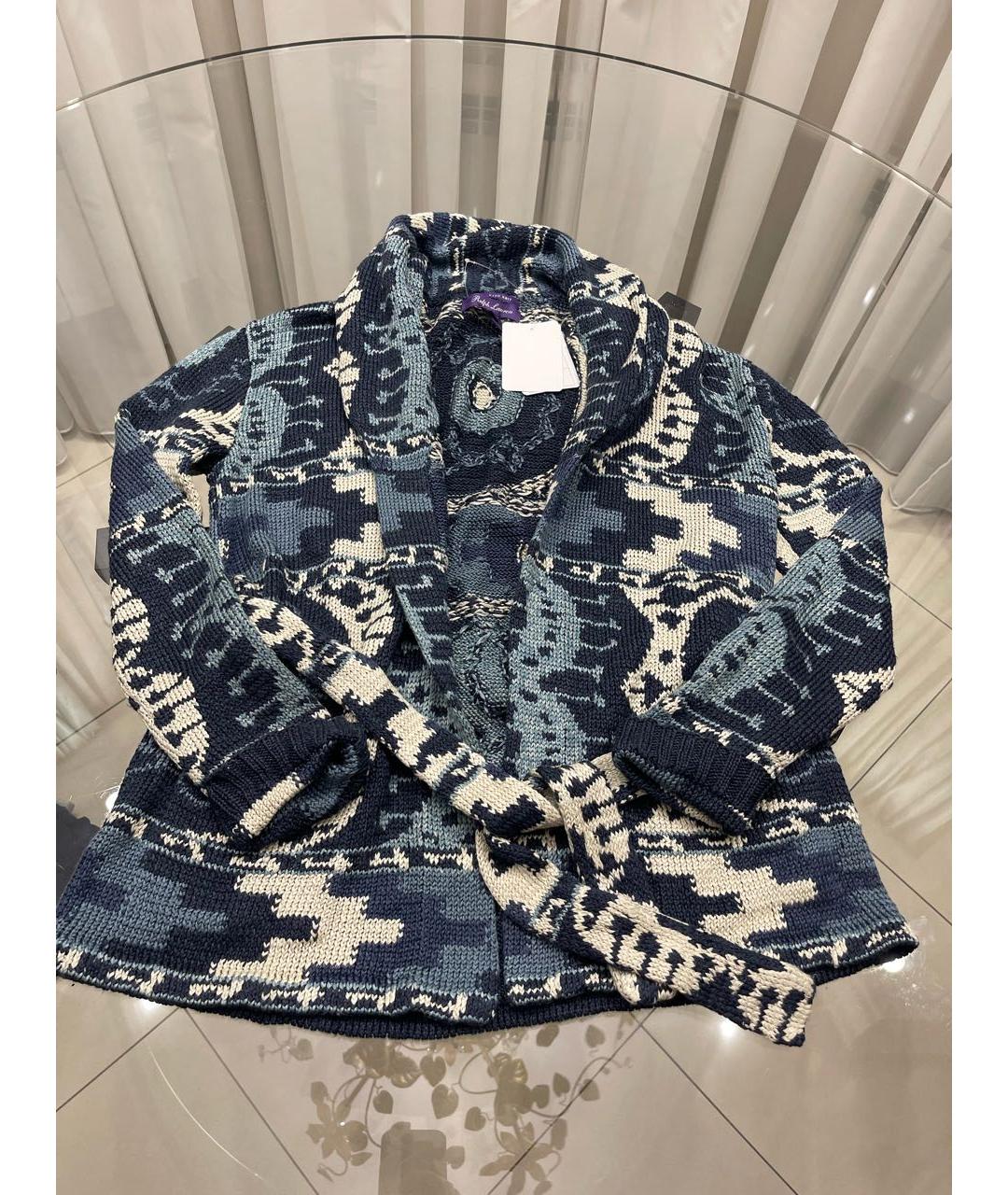 RALPH LAUREN PURPLE LABEL Синий льняной кардиган, фото 5