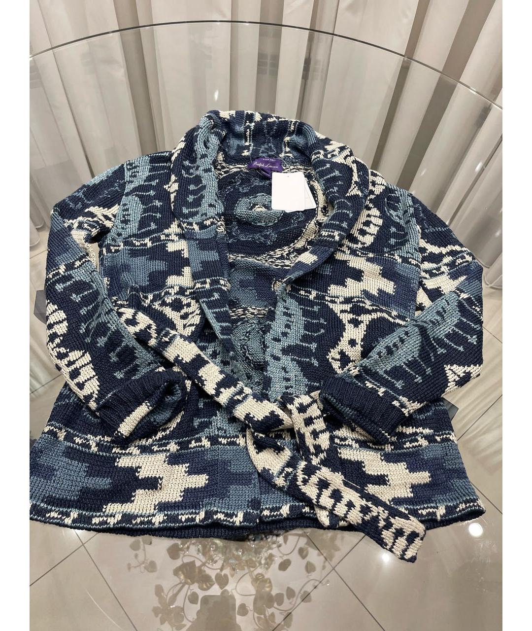 RALPH LAUREN PURPLE LABEL Синий льняной кардиган, фото 2