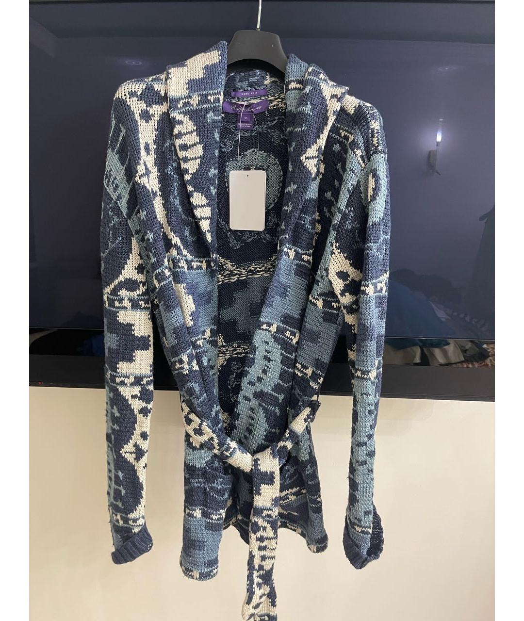 RALPH LAUREN PURPLE LABEL Синий льняной кардиган, фото 7