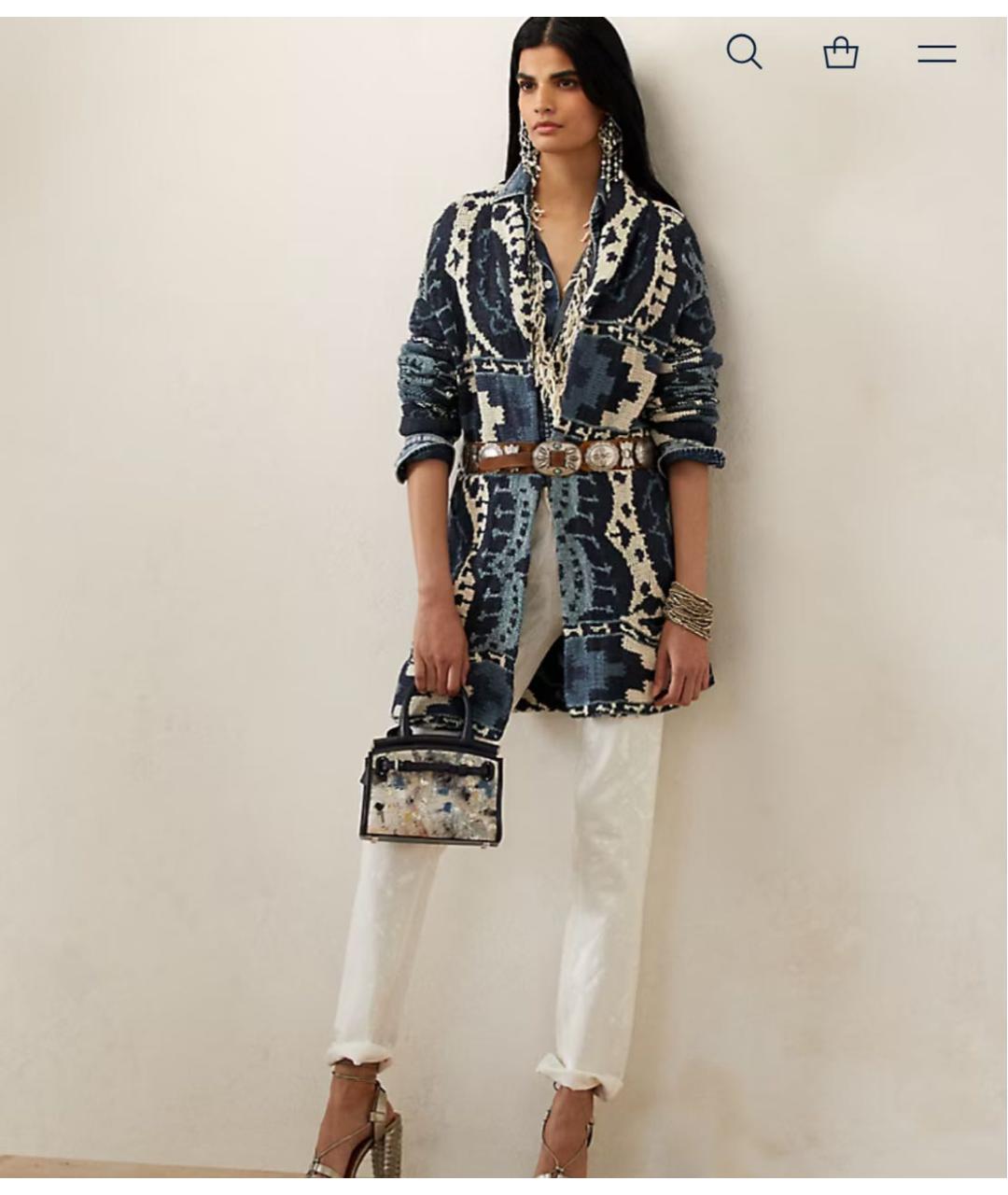 RALPH LAUREN PURPLE LABEL Синий льняной кардиган, фото 6