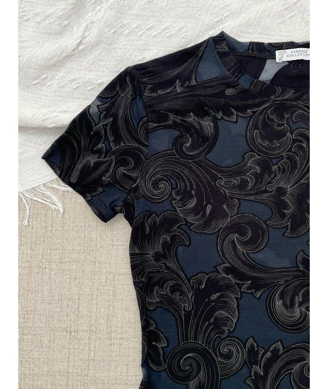 VERSACE COLLECTION Синяя хлопковая футболка, фото 2