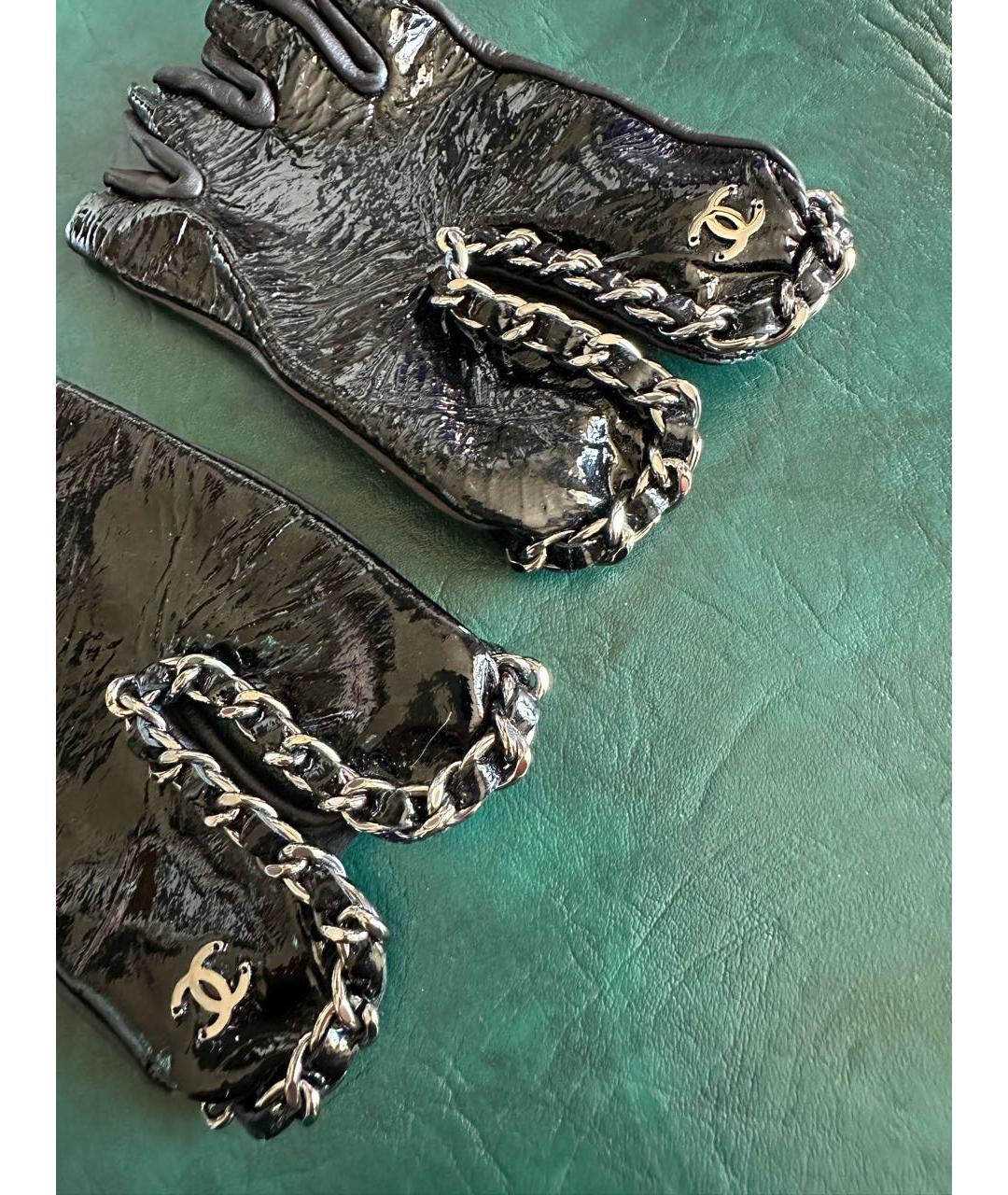 CHANEL Черные кожаные митенки, фото 3