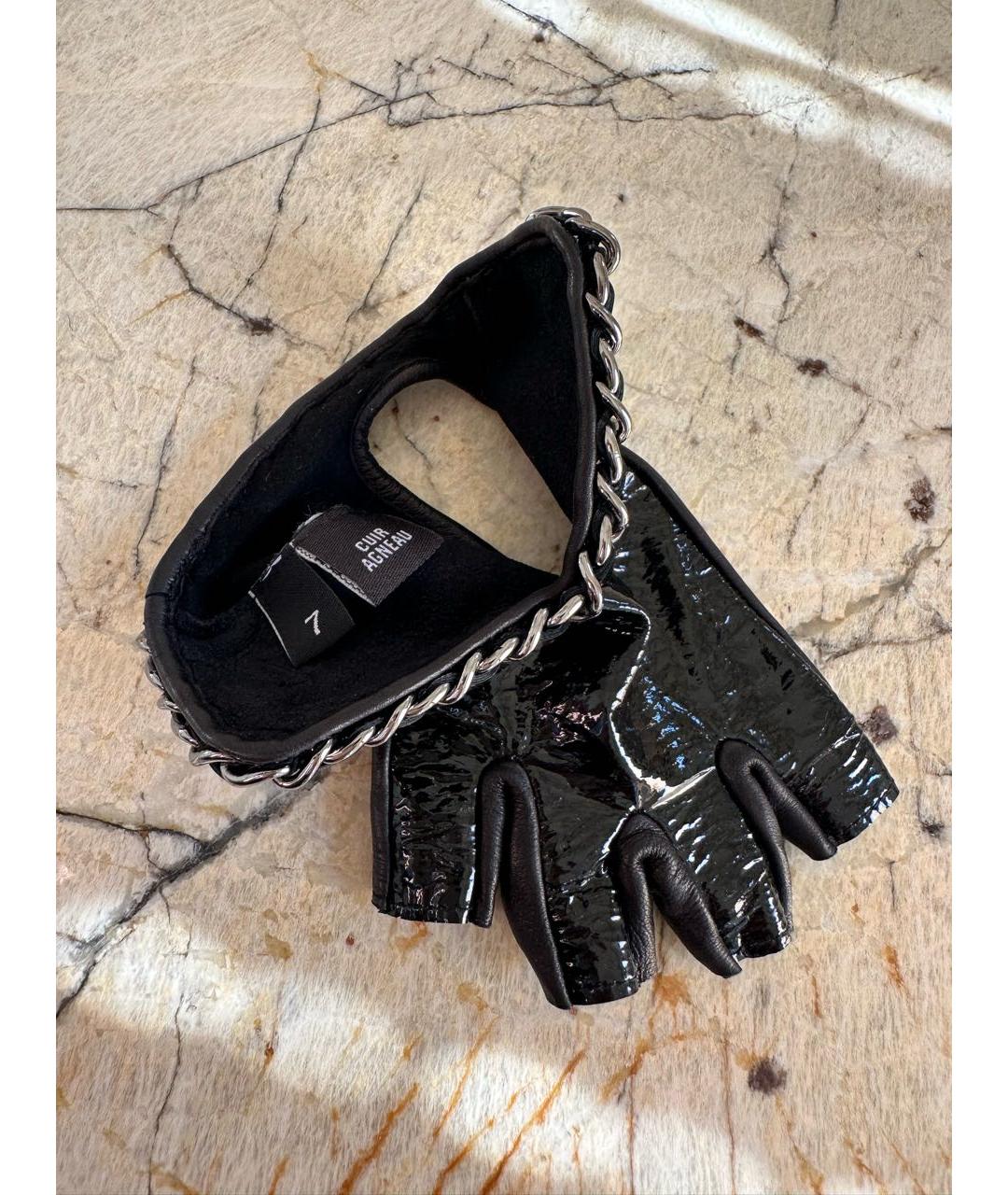 CHANEL Черные кожаные митенки, фото 3