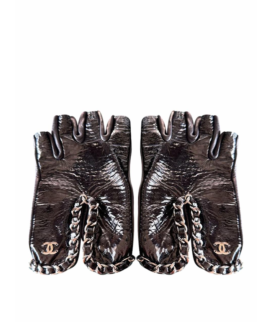 CHANEL Черные кожаные митенки, фото 1