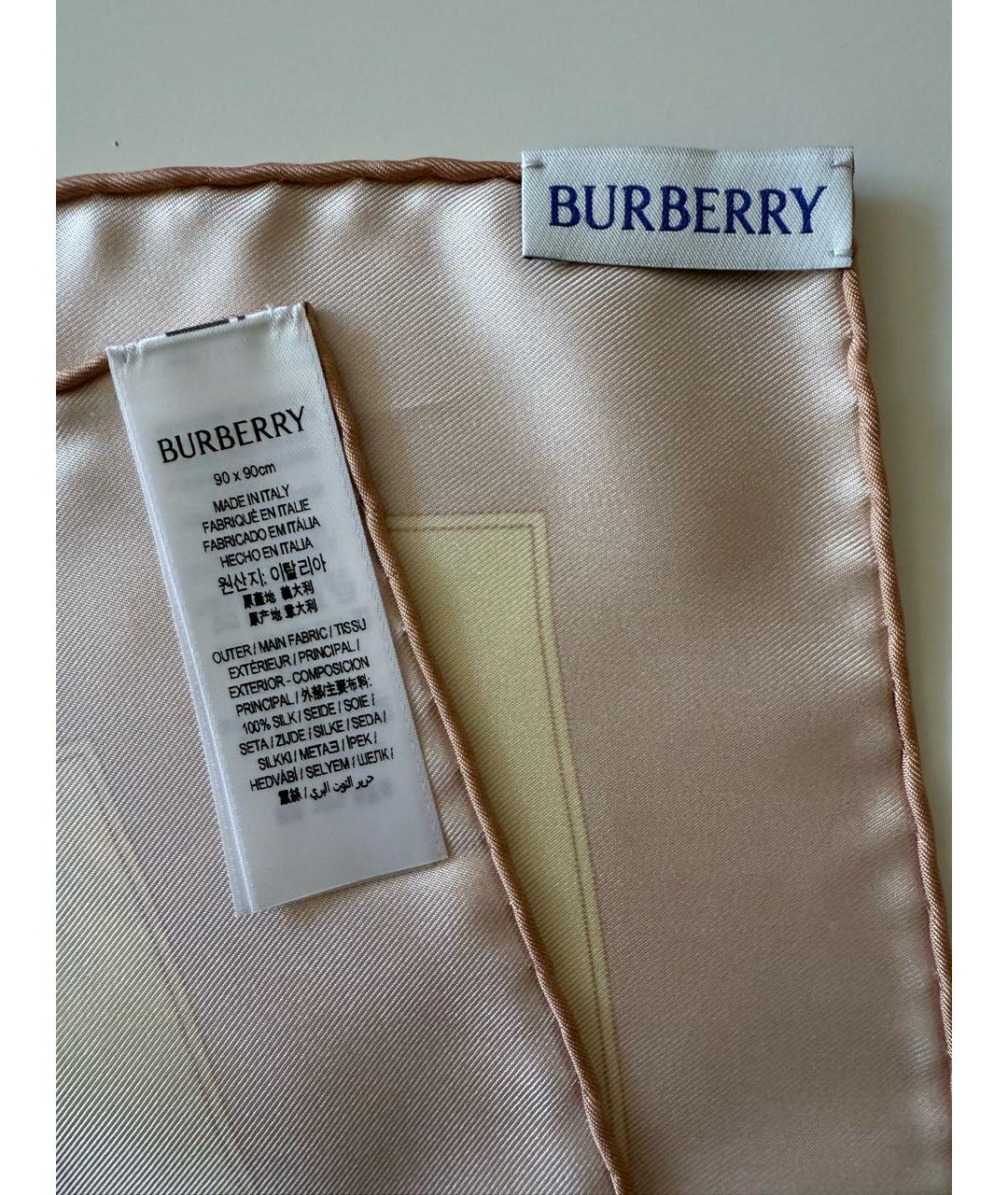 BURBERRY Желтый шелковый платок, фото 6
