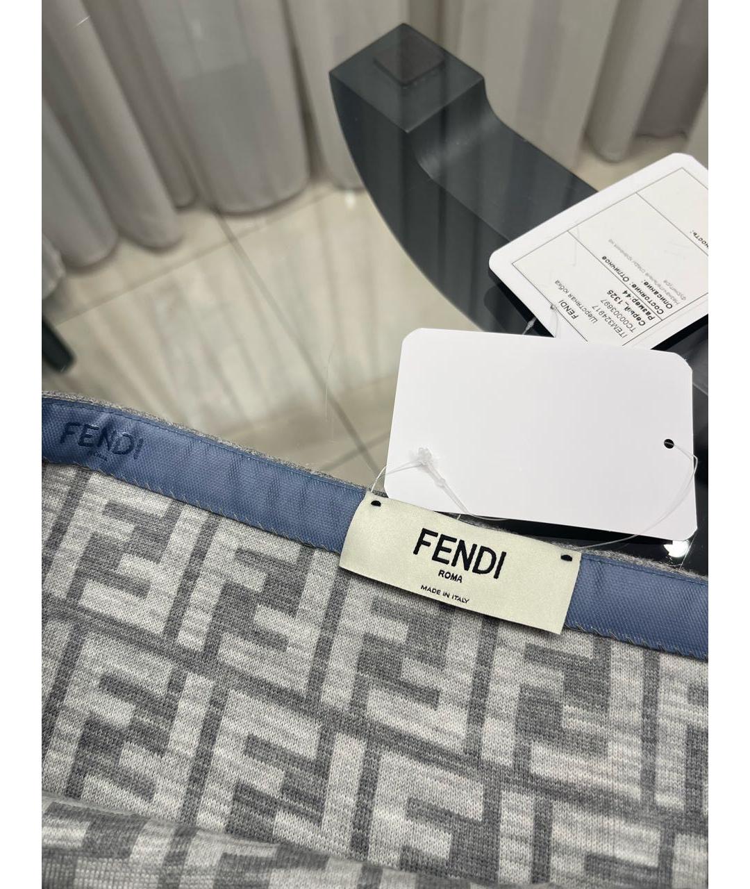 FENDI Серая шерстяная юбка миди, фото 3