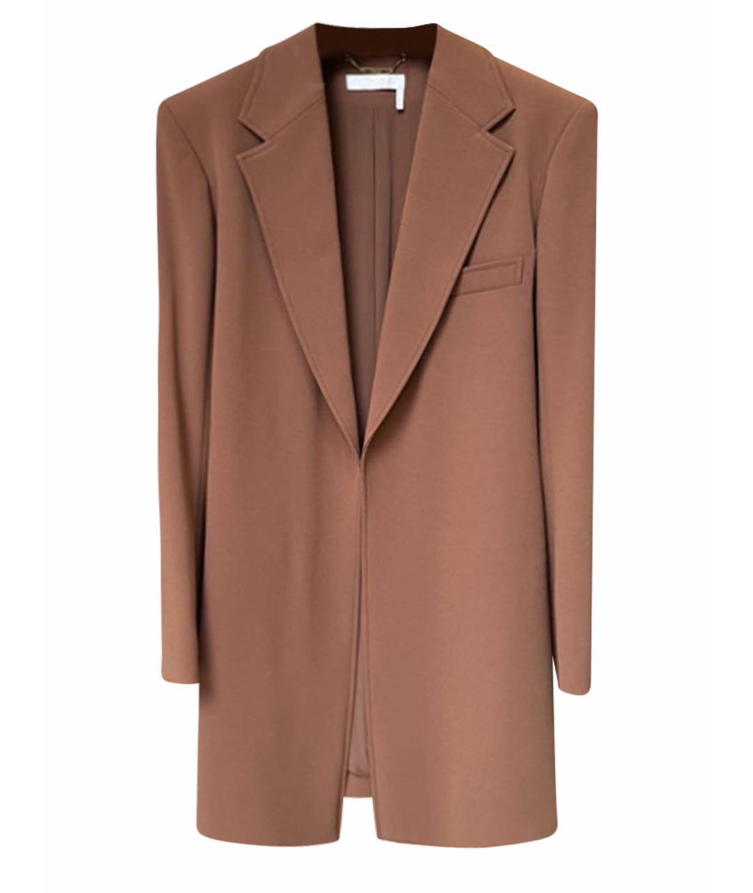 CHLOE Коричневый полиэстеровый жакет/пиджак, фото 1